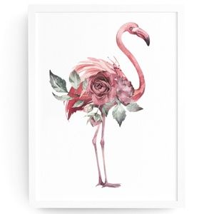 Watercolor Tropical Flamingo Wall Art Poster Print UNFRAMED